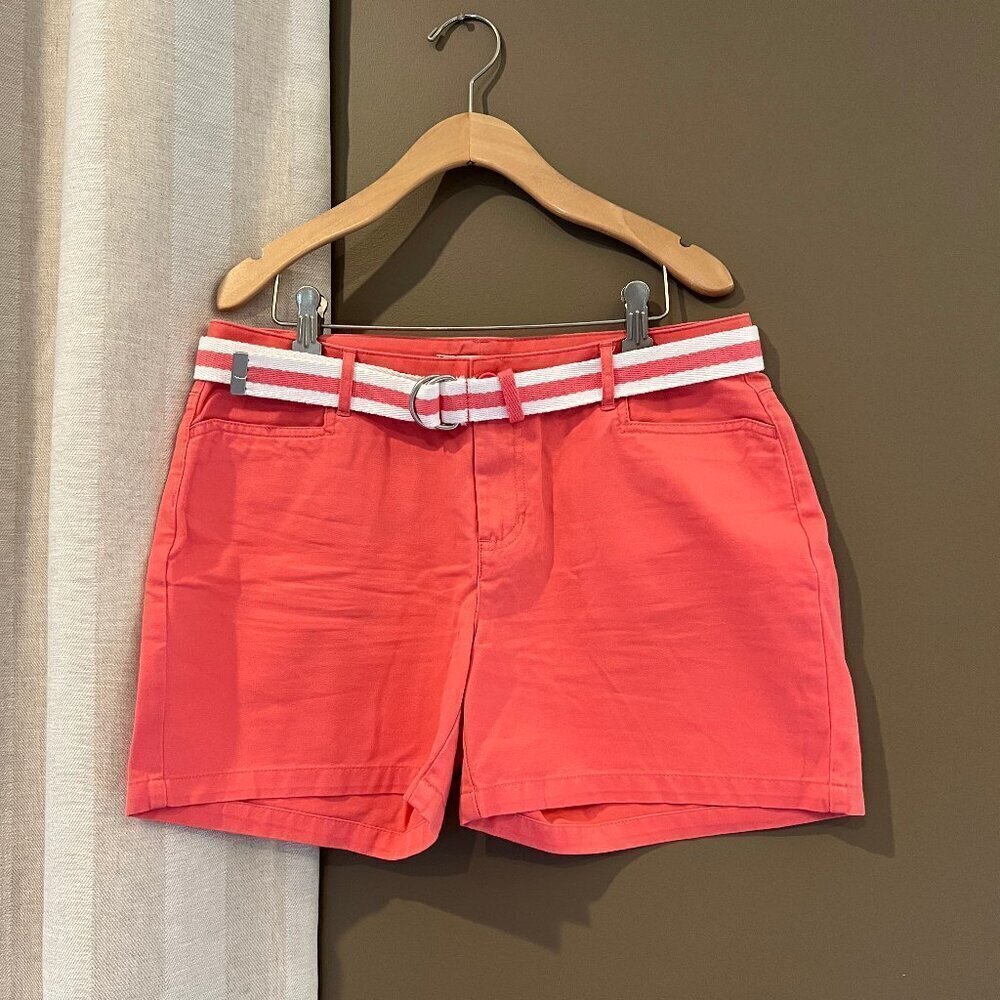 Women's Tommy Hilfiger Bright Peach/Coral Shorts, Belted, Size 8